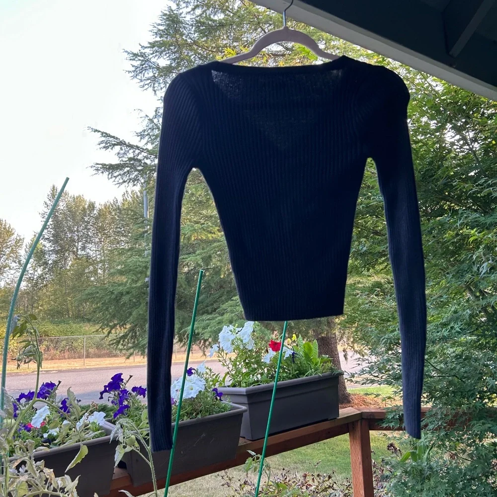 Black Ribbed Cardigan - Picture 2 of 2